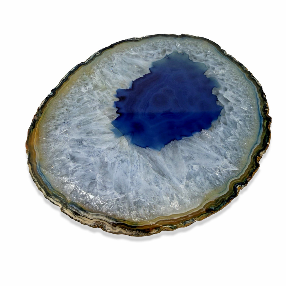 Blue Dyed Agate Slice Geode Coaster Crystal Stone Polished Decor 4”